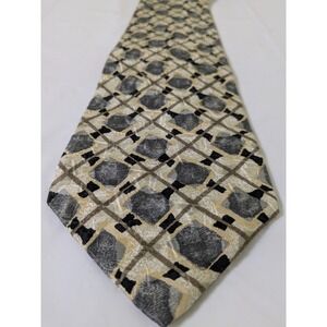 Vintage Fumagalli's Silk Long Tie Hand Made in Spain Geometric 63x3.75